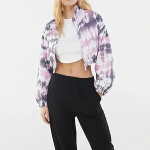 BERSHKA Cropped Tie Dye Windbreaker Jacket | Y2K Pastel Goth | Small ❤️